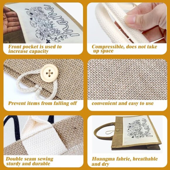 Jute Shopper Bag Womens Gift Floral Personalised Duty Free tote Stylish - Picture 6 of 7